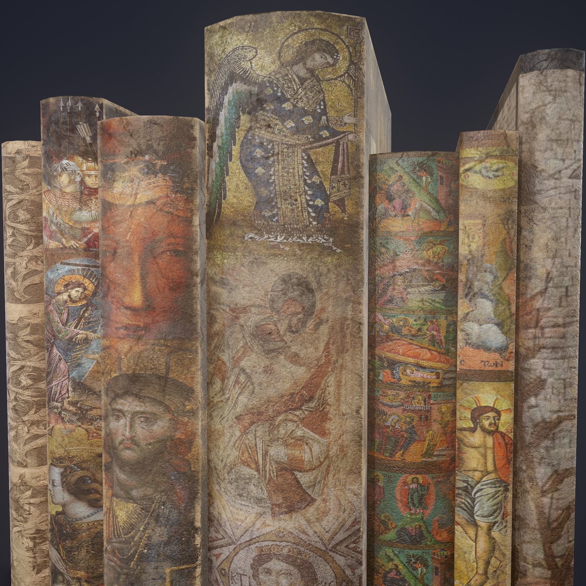 Medieval Books Row 3 Design 1  Low-poly 3D model_10