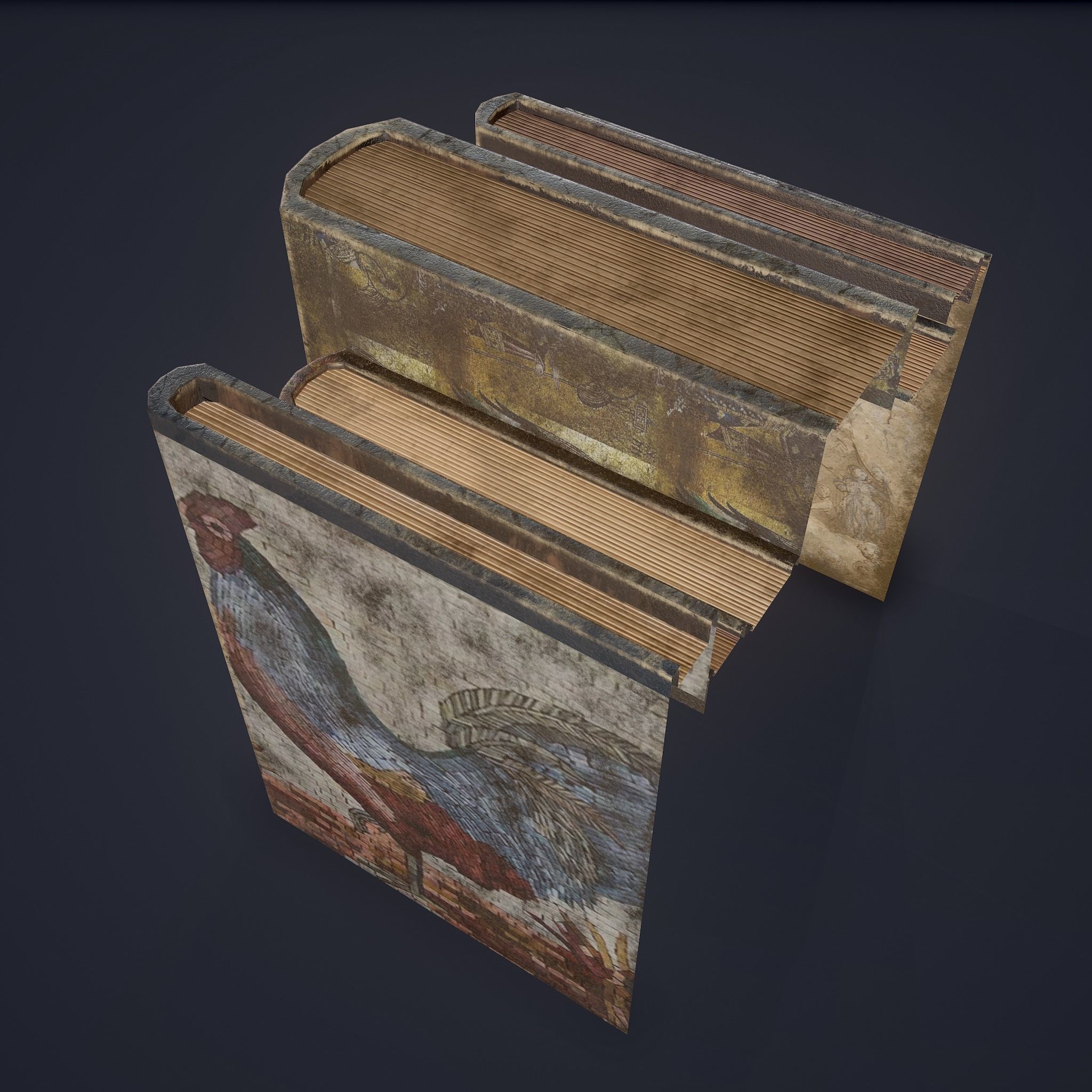 Medieval Books Row 3 Design 1  Low-poly 3D model_23
