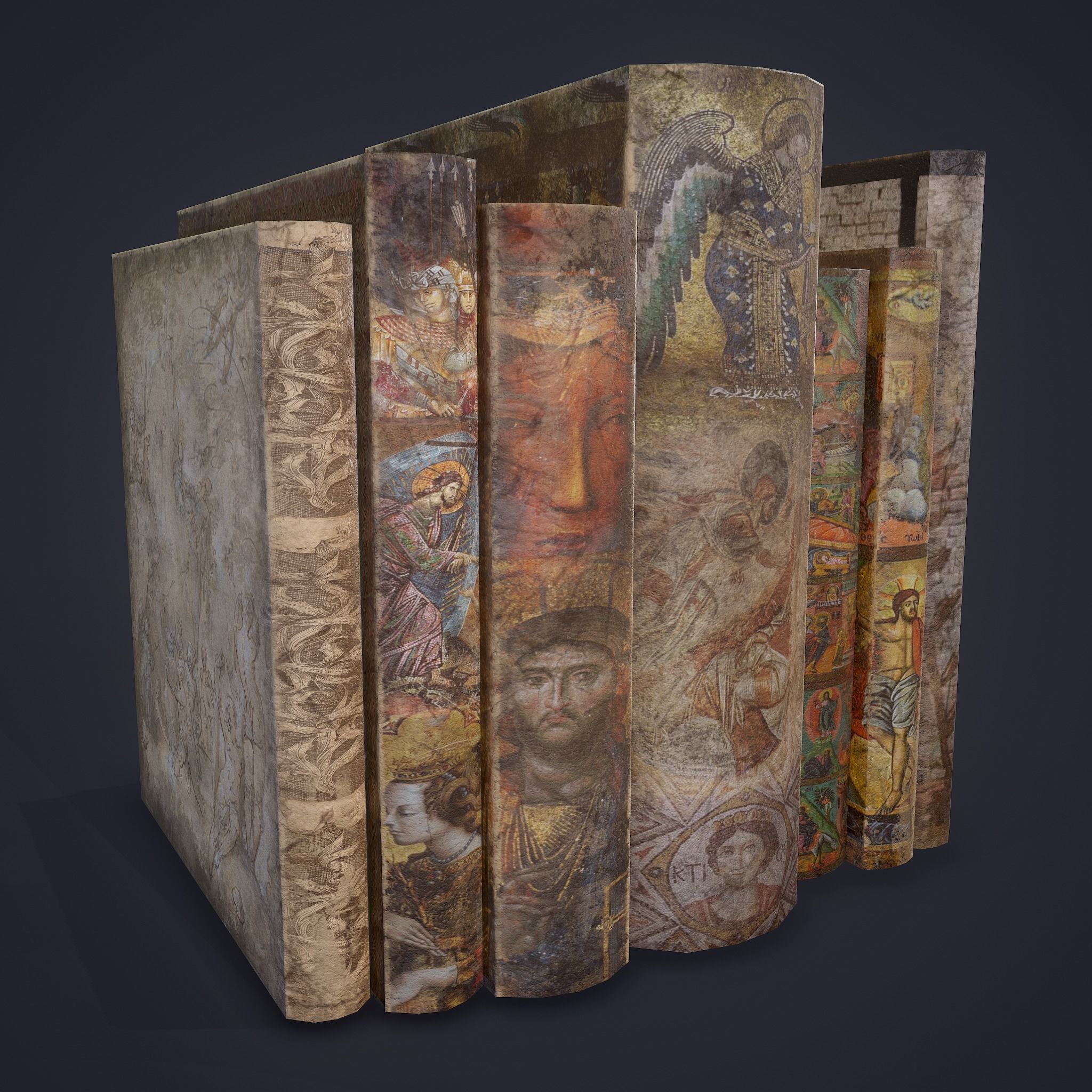 Medieval Books Row 3 Design 1  Low-poly 3D model_22