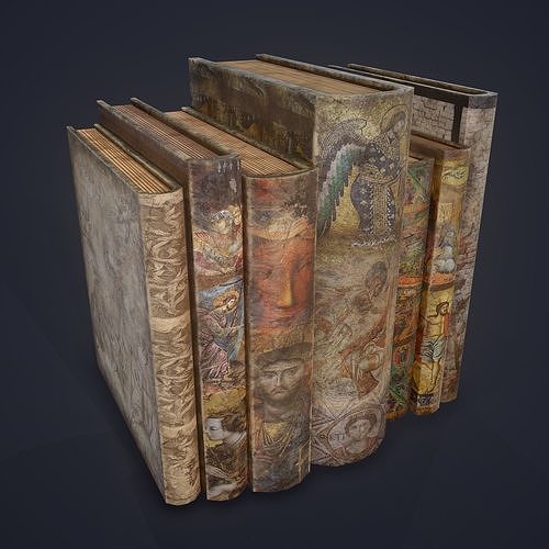 Medieval Books Row 3 Design 1  Low-poly 3D model