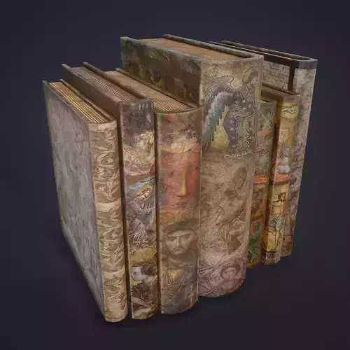 Medieval Books Row 3 Design 1  Low-poly 3D model