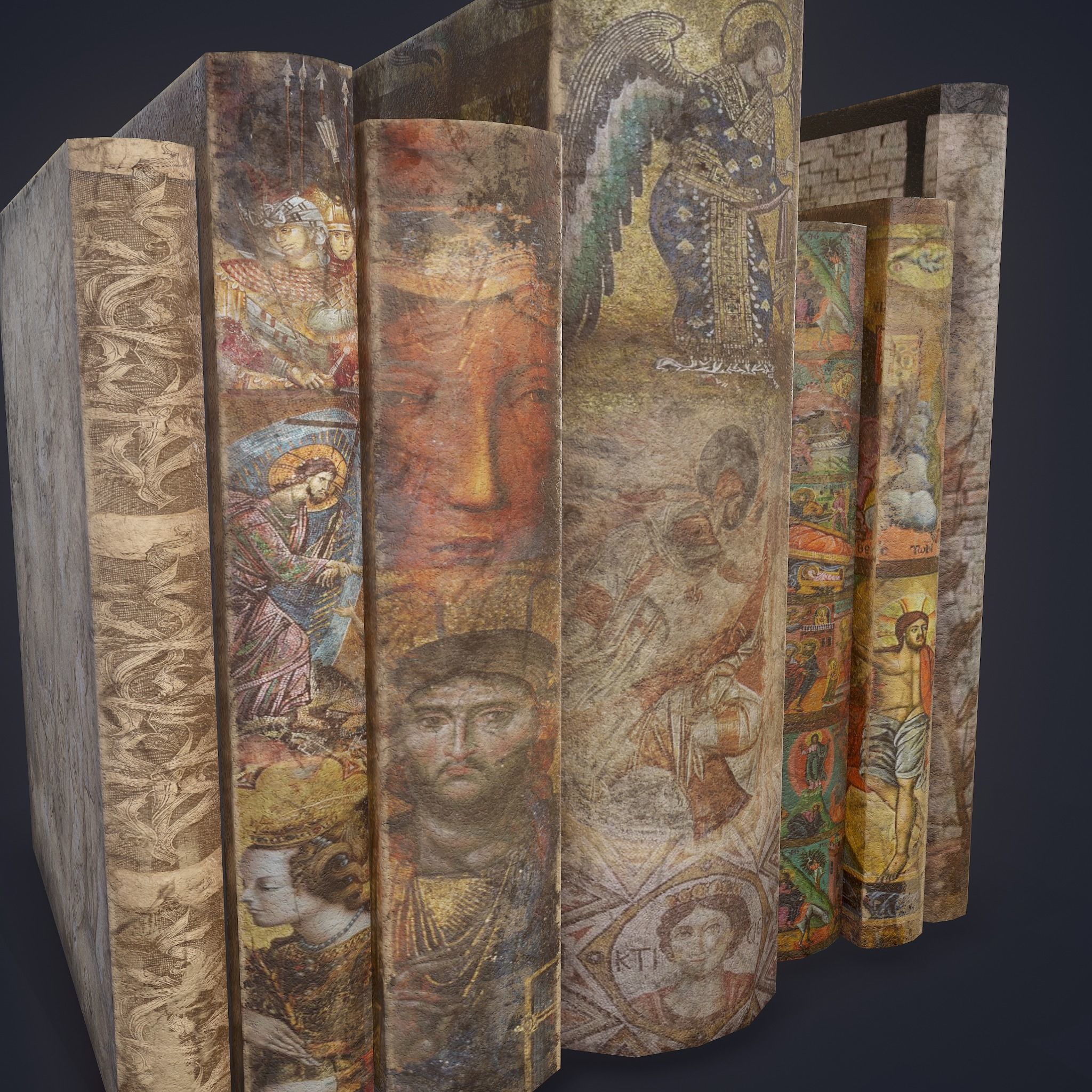 Medieval Books Row 3 Design 1  Low-poly 3D model_9