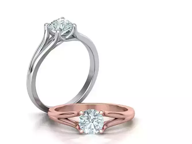 Solitaire Engagement ring Split Shank design 6mm stone 3D print model