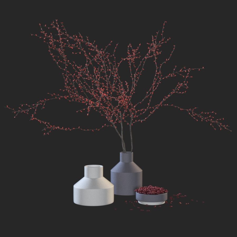Decorative set tree in vase 3D model_2