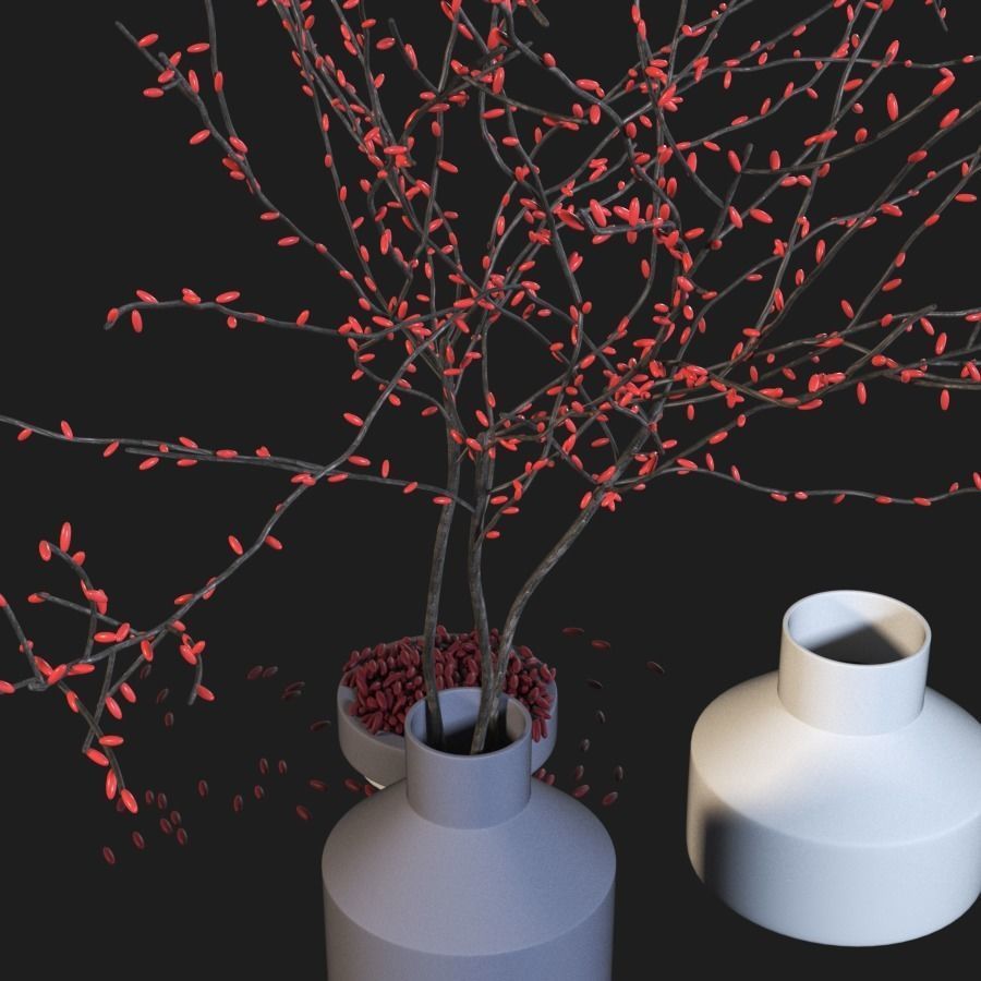 Decorative set tree in vase 3D model_6