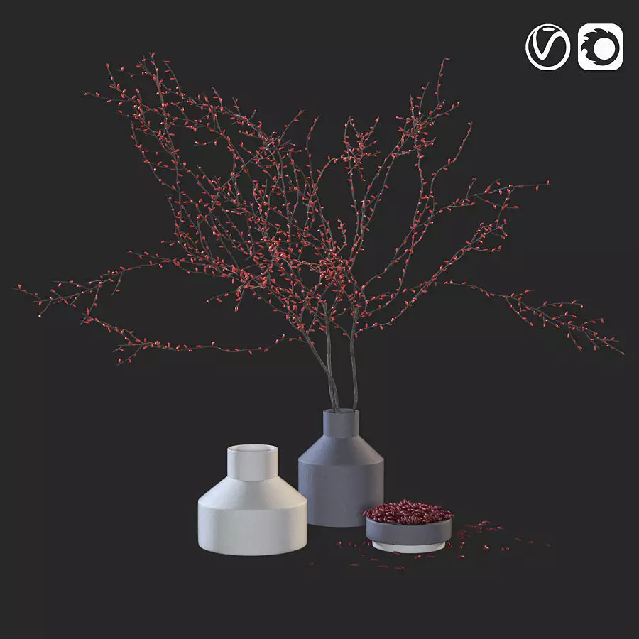 Decorative set tree in vase 3D model_0