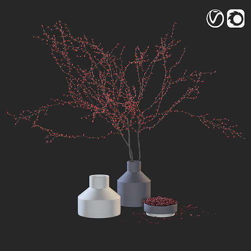 Decorative set tree in vase 3D model