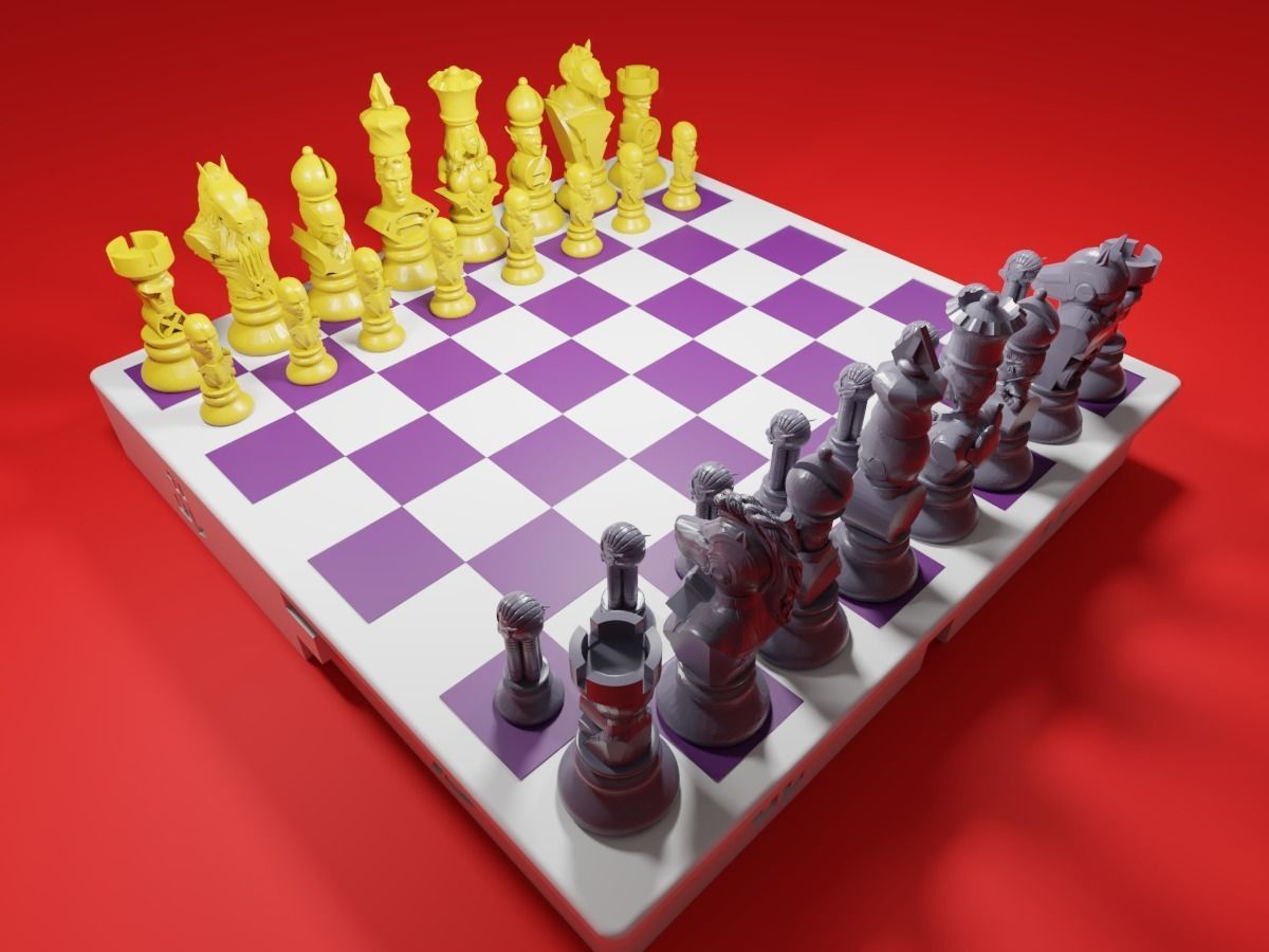 CHESS Board AVENGERS VS JUSTICE LEAGUE 3D print model_27