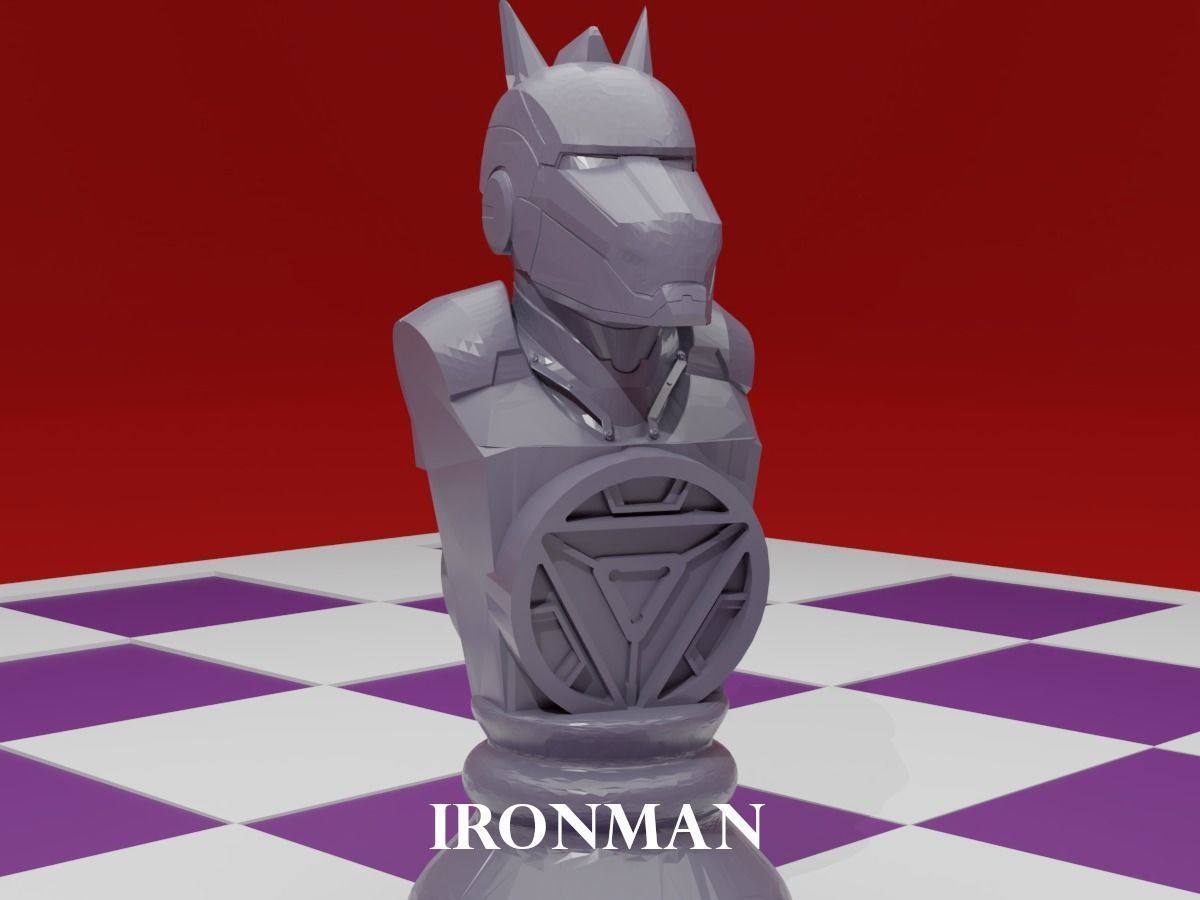 CHESS Board AVENGERS VS JUSTICE LEAGUE 3D print model_9