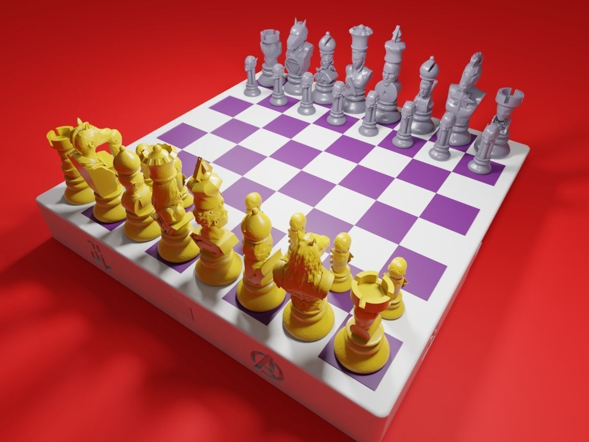 CHESS Board AVENGERS VS JUSTICE LEAGUE 3D print model_24