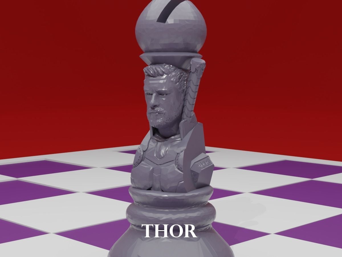CHESS Board AVENGERS VS JUSTICE LEAGUE 3D print model_8