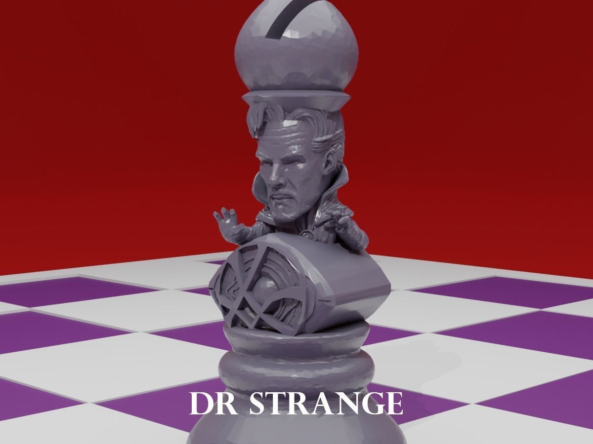 CHESS Board AVENGERS VS JUSTICE LEAGUE 3D print model_10
