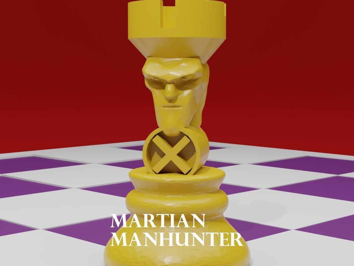 CHESS Board AVENGERS VS JUSTICE LEAGUE 3D print model_16