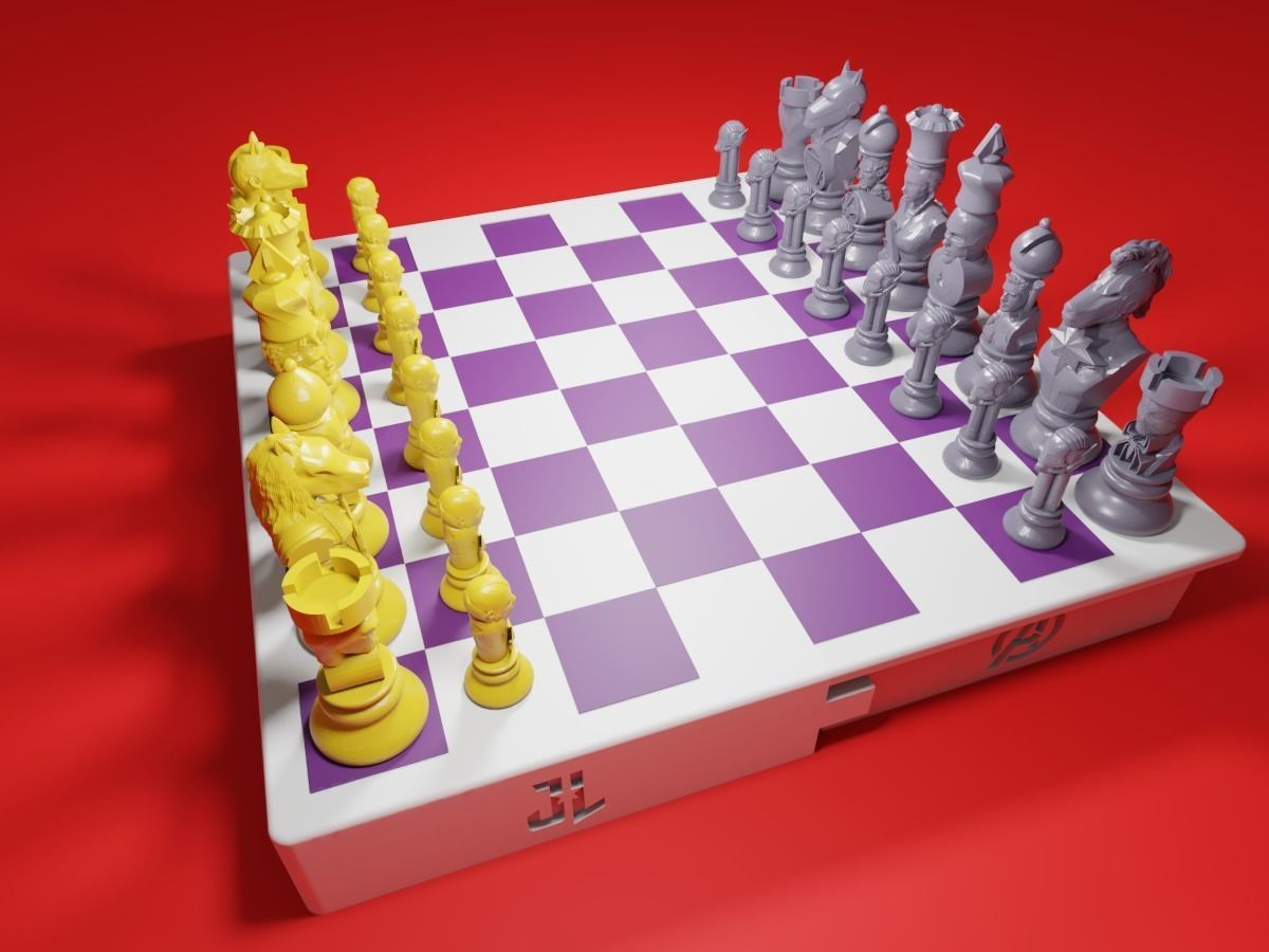 CHESS Board AVENGERS VS JUSTICE LEAGUE 3D print model_25