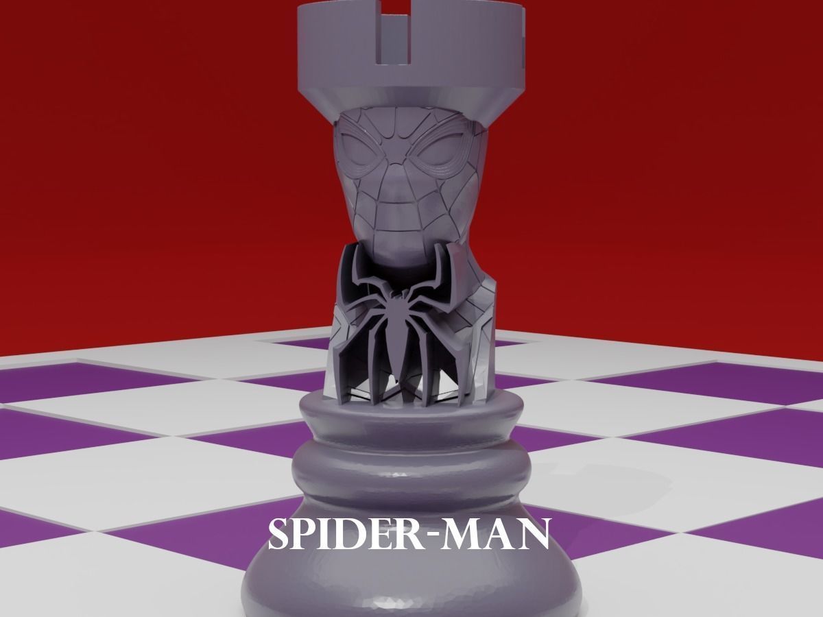 CHESS Board AVENGERS VS JUSTICE LEAGUE 3D print model_12