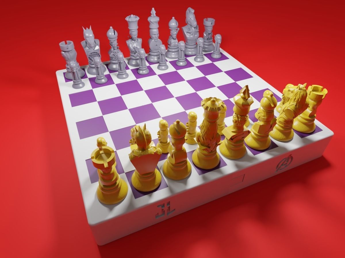 CHESS Board AVENGERS VS JUSTICE LEAGUE 3D print model_22