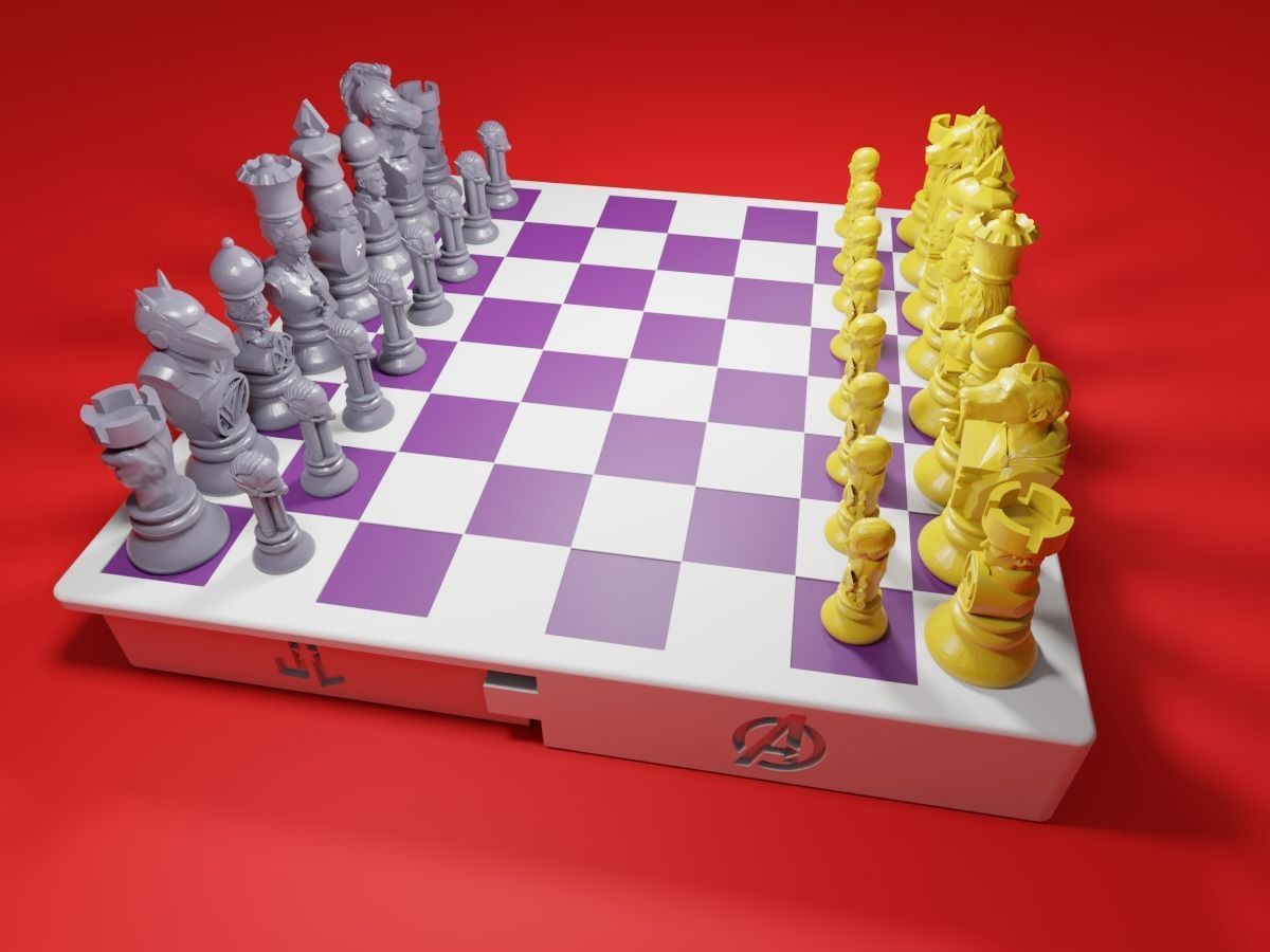 CHESS Board AVENGERS VS JUSTICE LEAGUE 3D print model_2