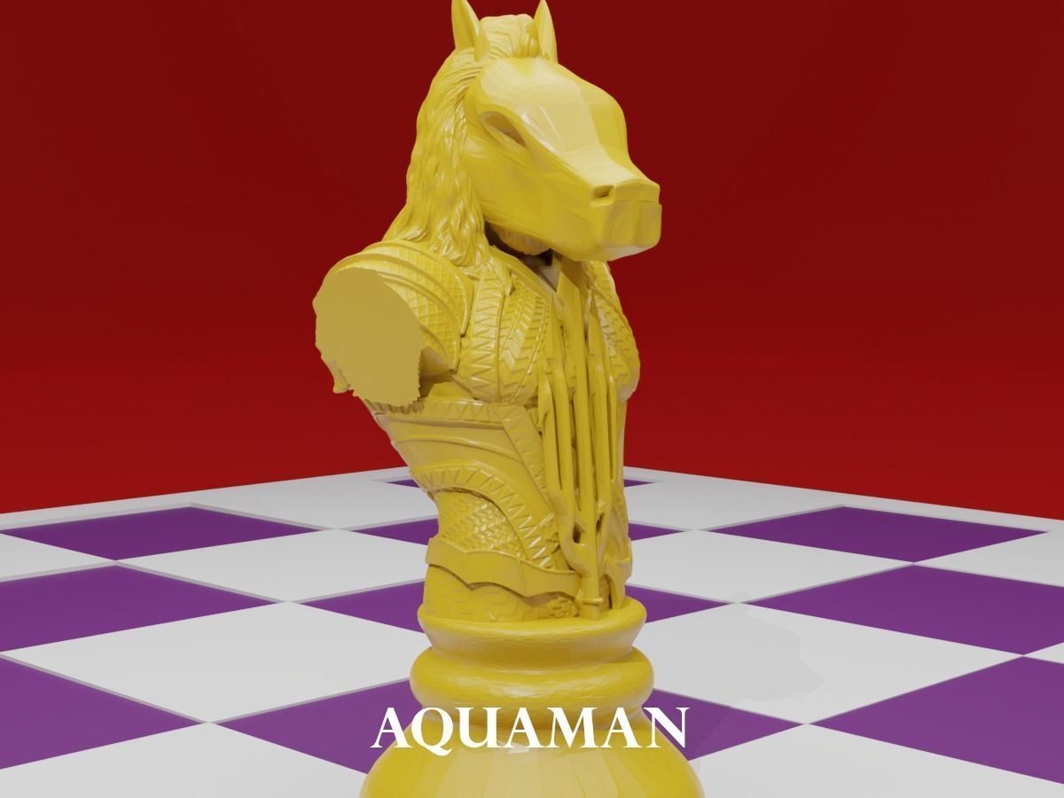 CHESS Board AVENGERS VS JUSTICE LEAGUE 3D print model_11