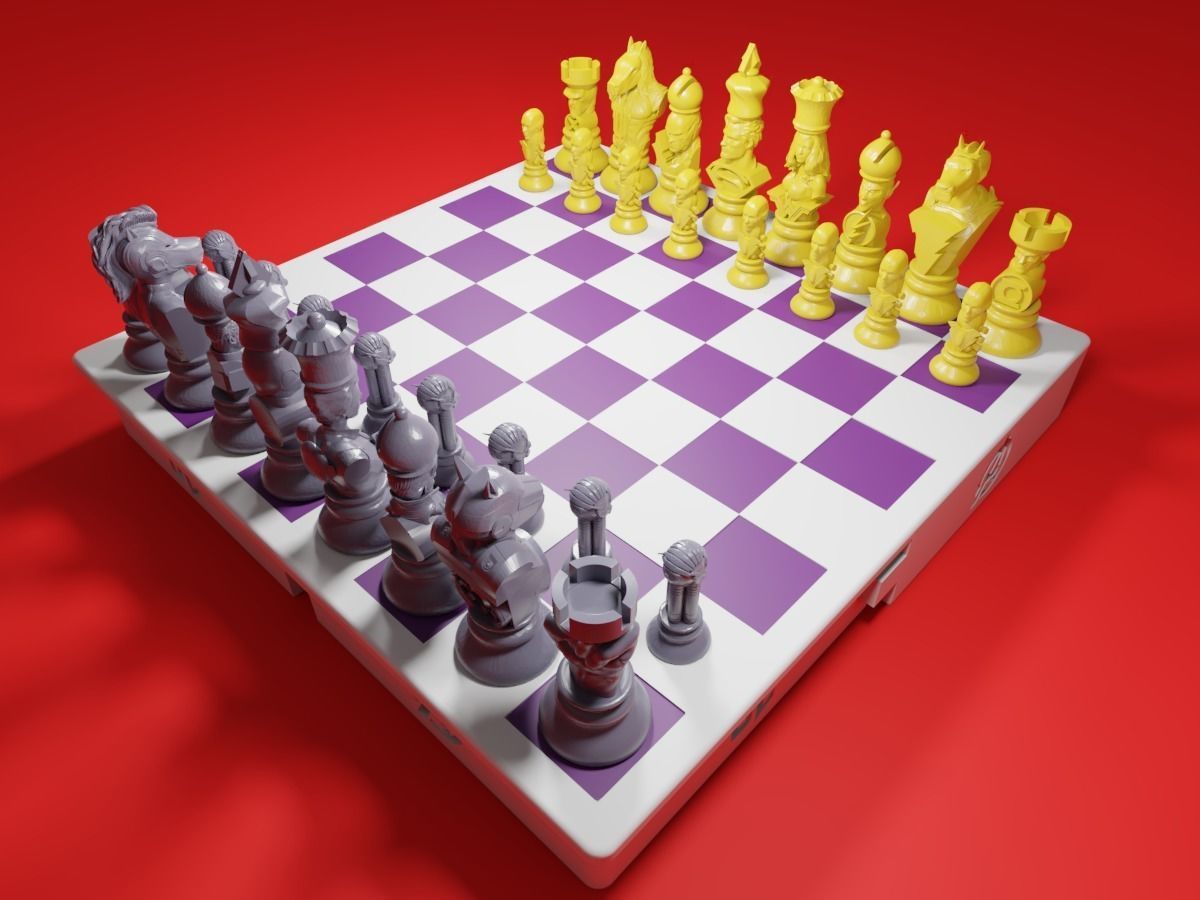CHESS Board AVENGERS VS JUSTICE LEAGUE 3D print model_30