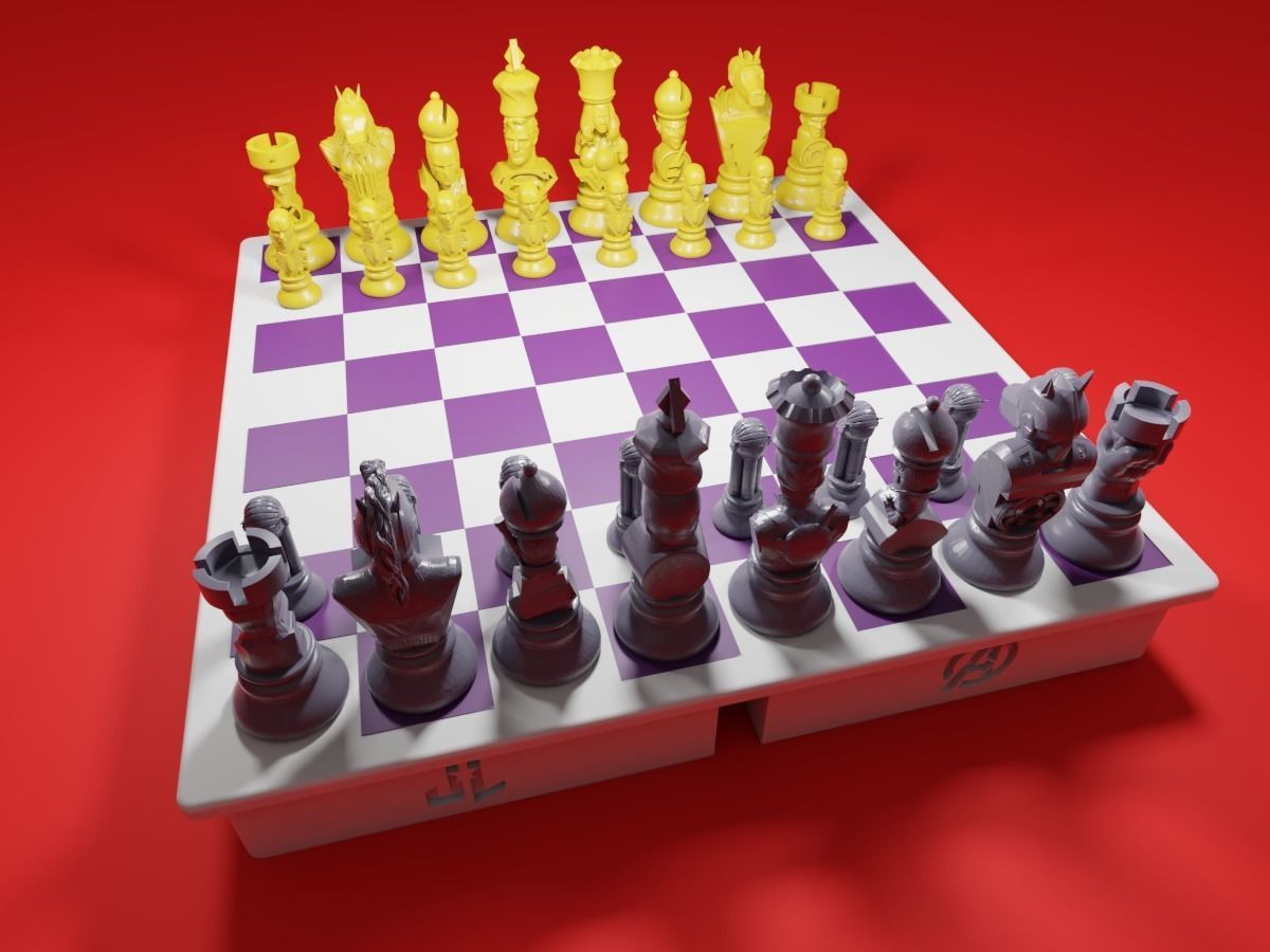 CHESS Board AVENGERS VS JUSTICE LEAGUE 3D print model_28