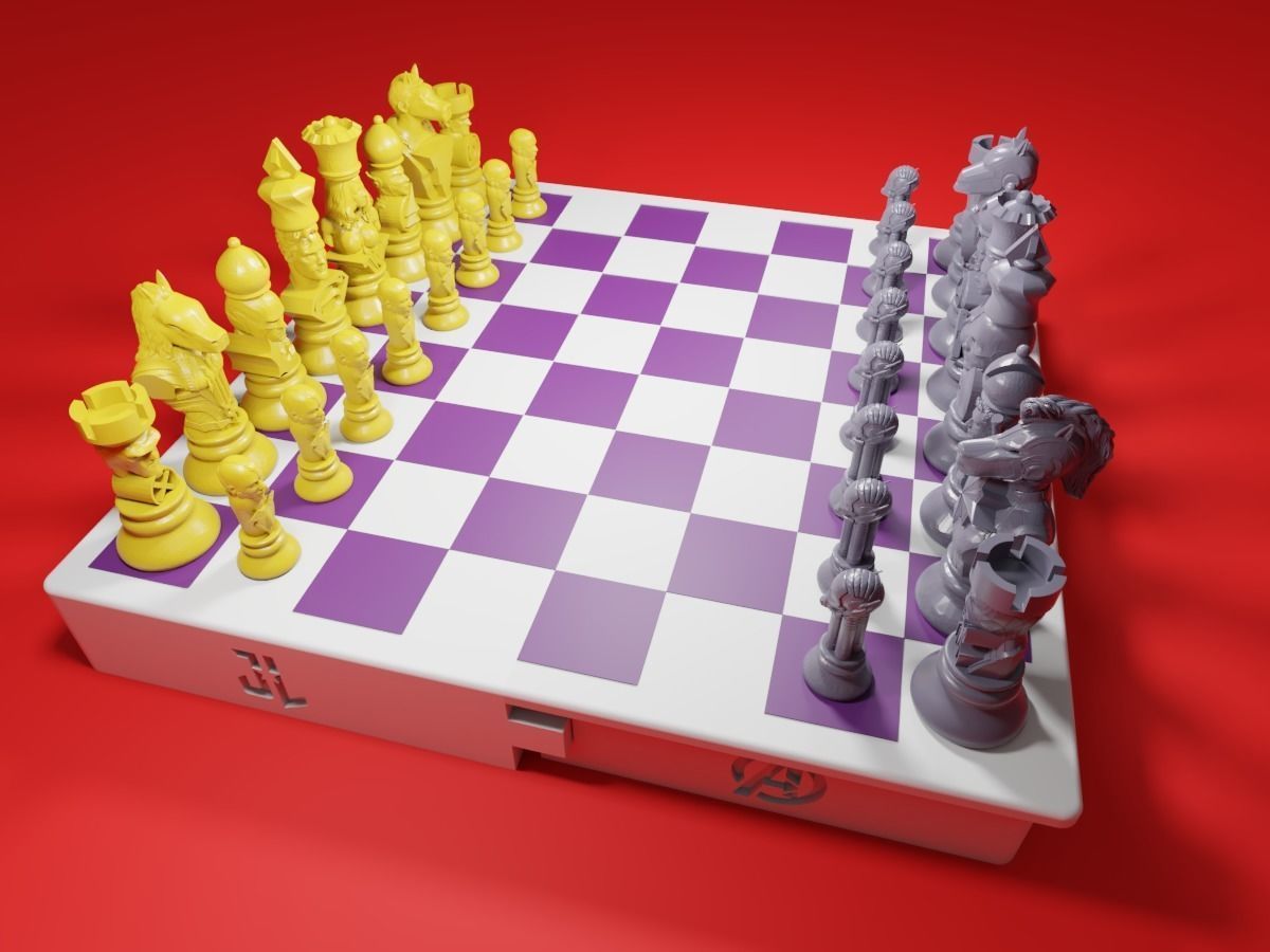 CHESS Board AVENGERS VS JUSTICE LEAGUE 3D print model_26