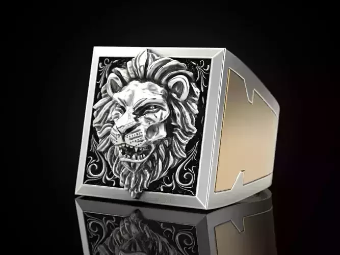 Lion Secret Compartment ring 3D print model
