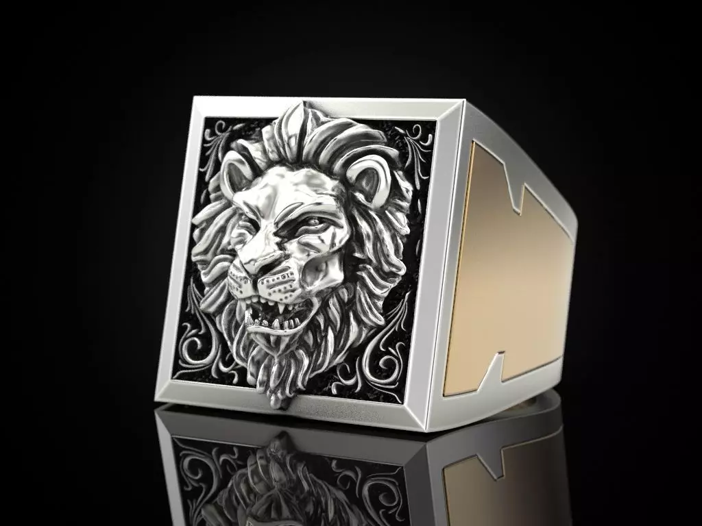 Lion Secret Compartment ring 3D print model_0