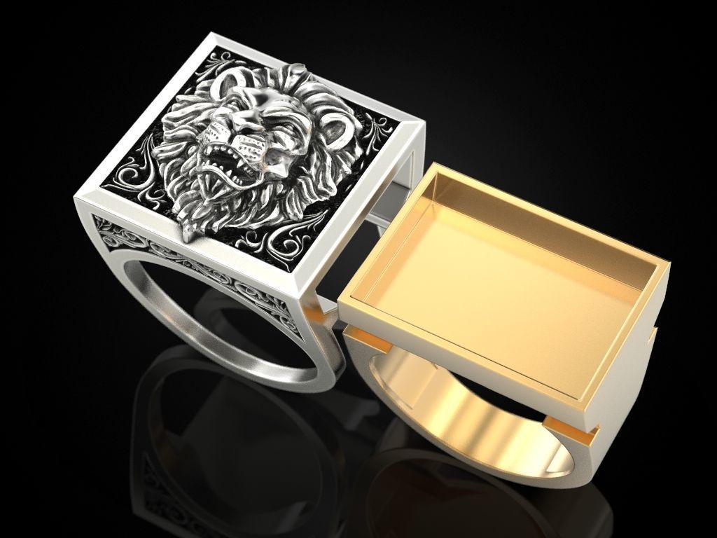Lion Secret Compartment ring 3D print model_3