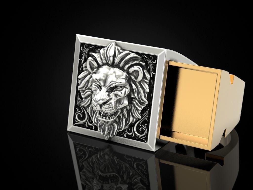 Lion Secret Compartment ring 3D print model_7