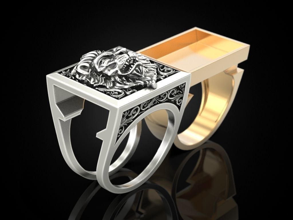 Lion Secret Compartment ring 3D print model_4