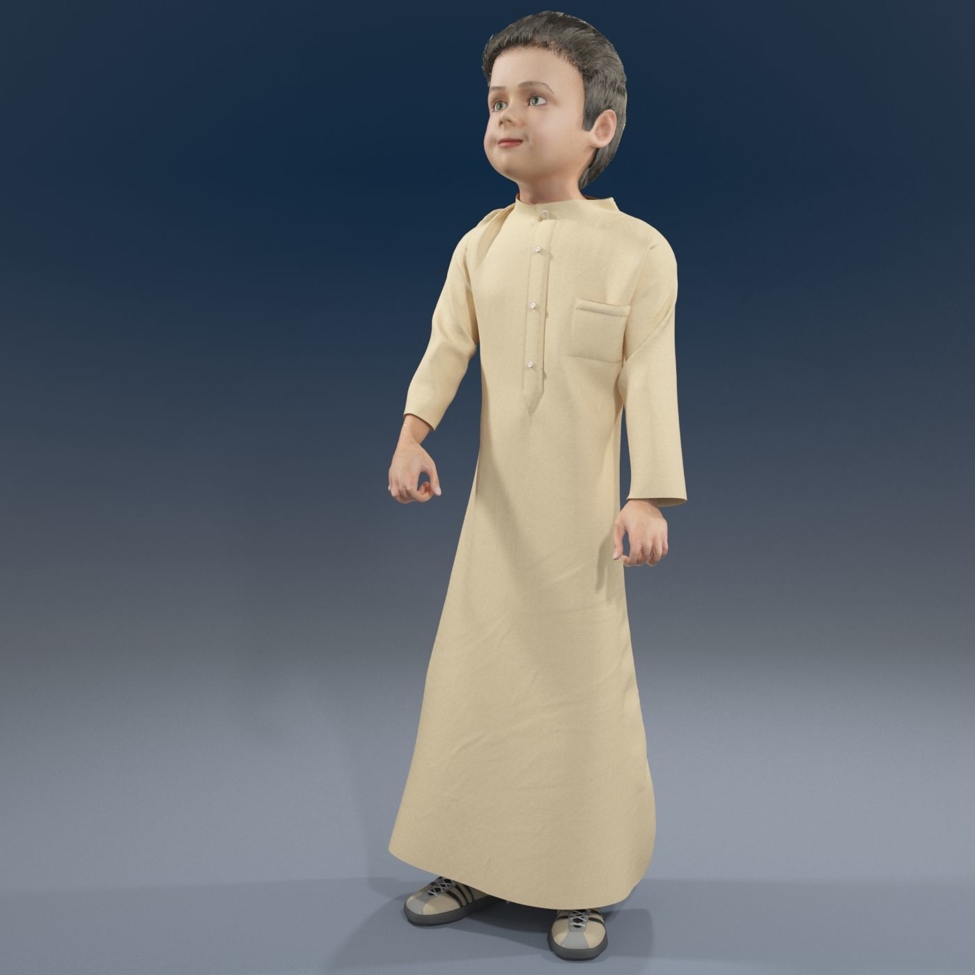Arabic boy real cloth simulation loop animation 2 3D model_7