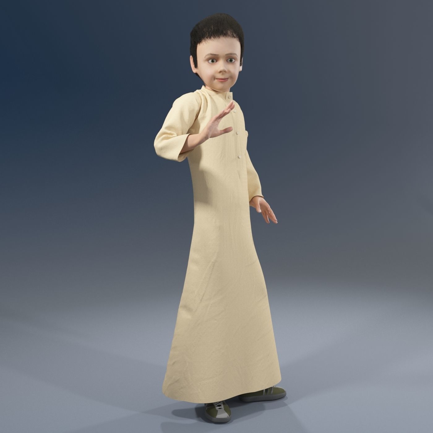 Arabic boy real cloth simulation loop animation 2 3D model_8