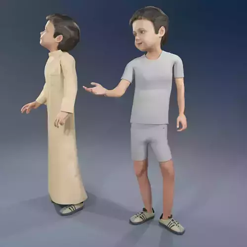 Arabic boy real cloth simulation loop animation 2 3D model