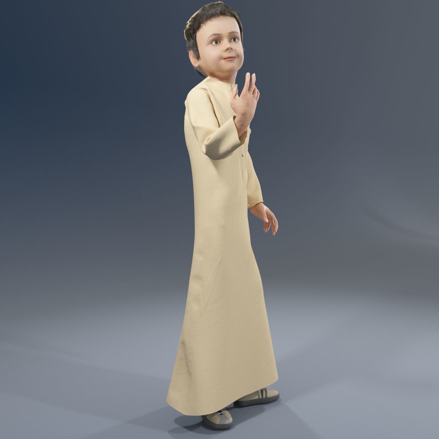 Arabic boy real cloth simulation loop animation 2 3D model_9