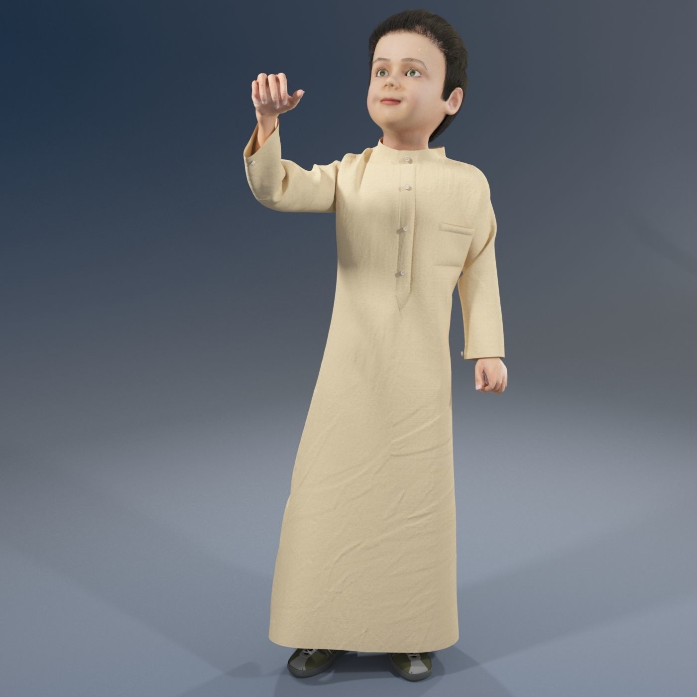 Arabic boy real cloth simulation loop animation 2 3D model_6