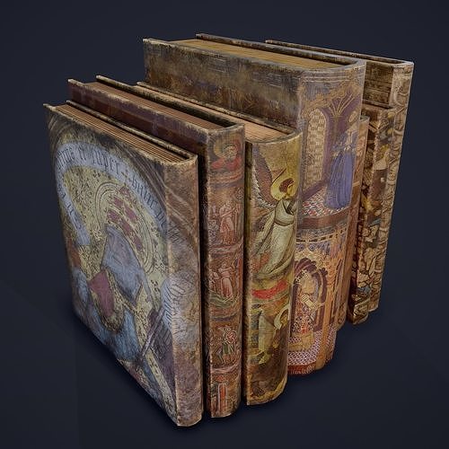 Medieval Books Row 3 Design 2 Low-poly 3D model