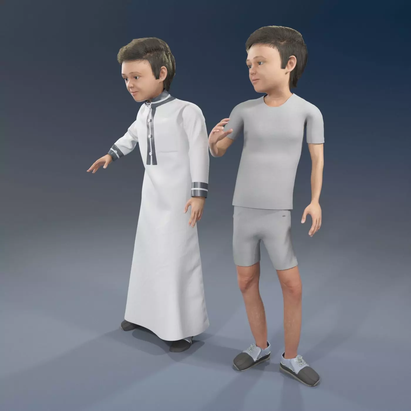Arabic boy real cloth simulation loop animation 1 3D model