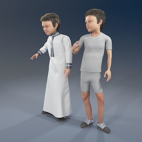 Arabic boy real cloth simulation loop animation 1 3D model