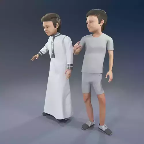 Arabic boy real cloth simulation loop animation 1 3D model