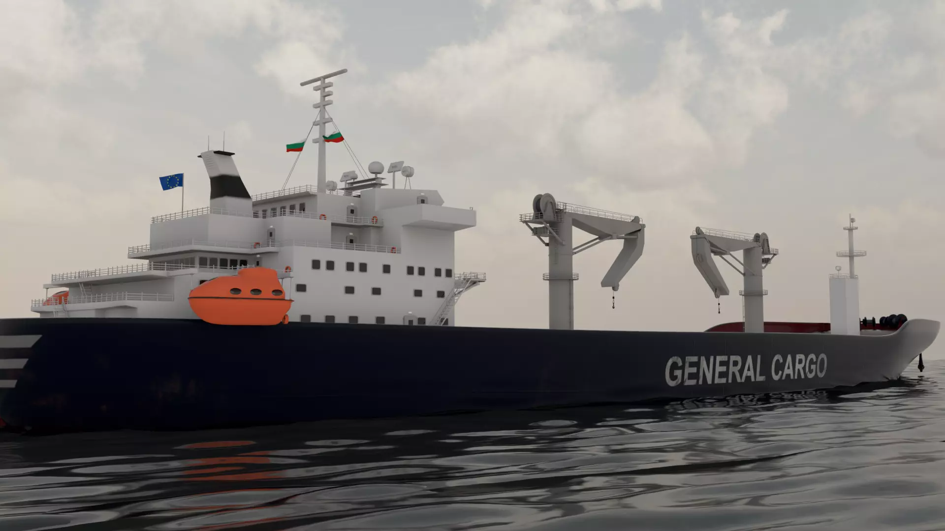 Cargo Ship 1 Low-poly 3D model_0