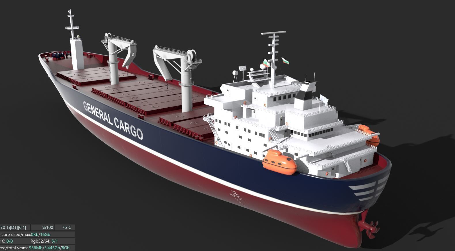 Cargo Ship 1 Low-poly 3D model_2