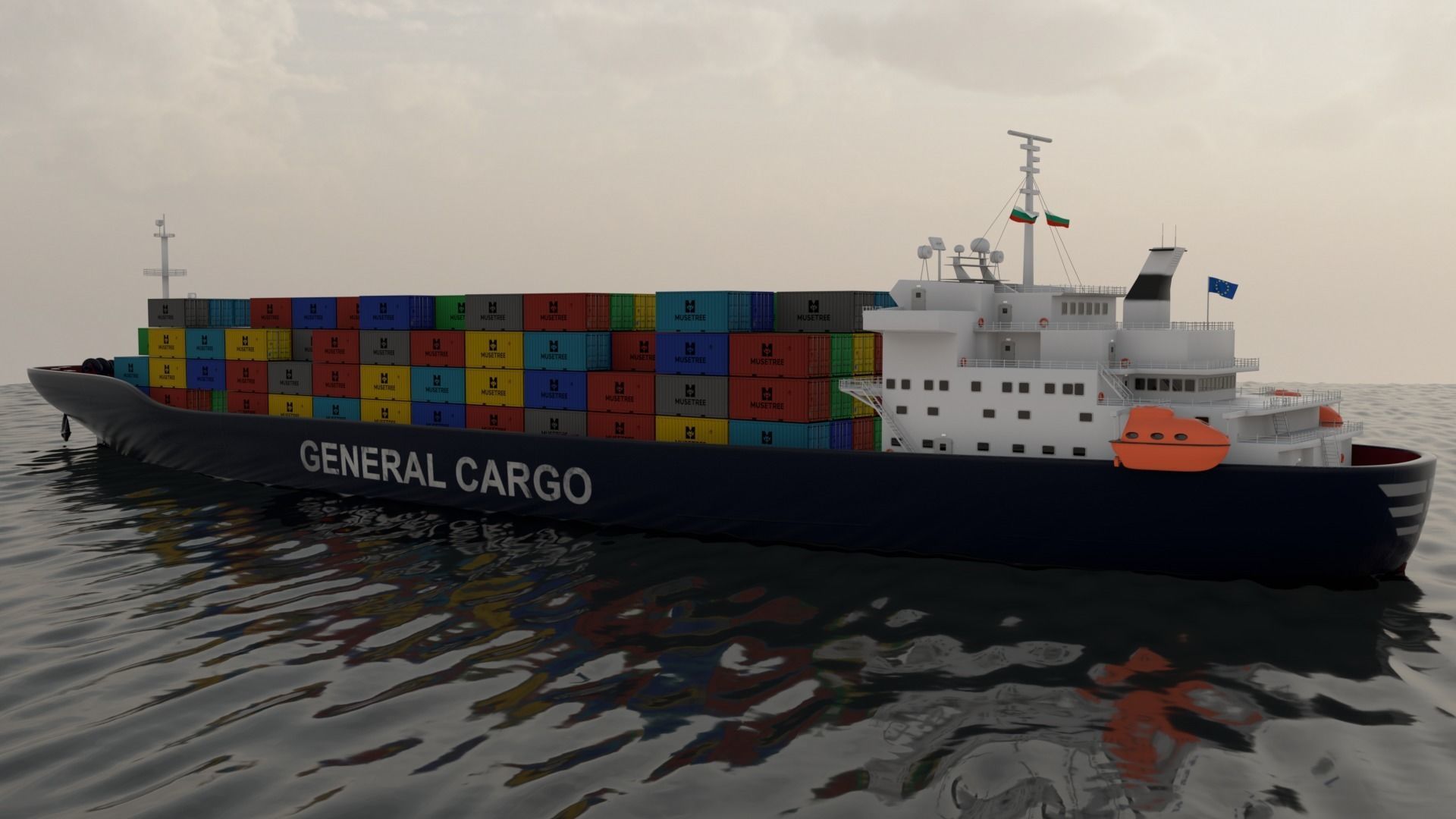 Cargo Ship 1 Low-poly 3D model_4
