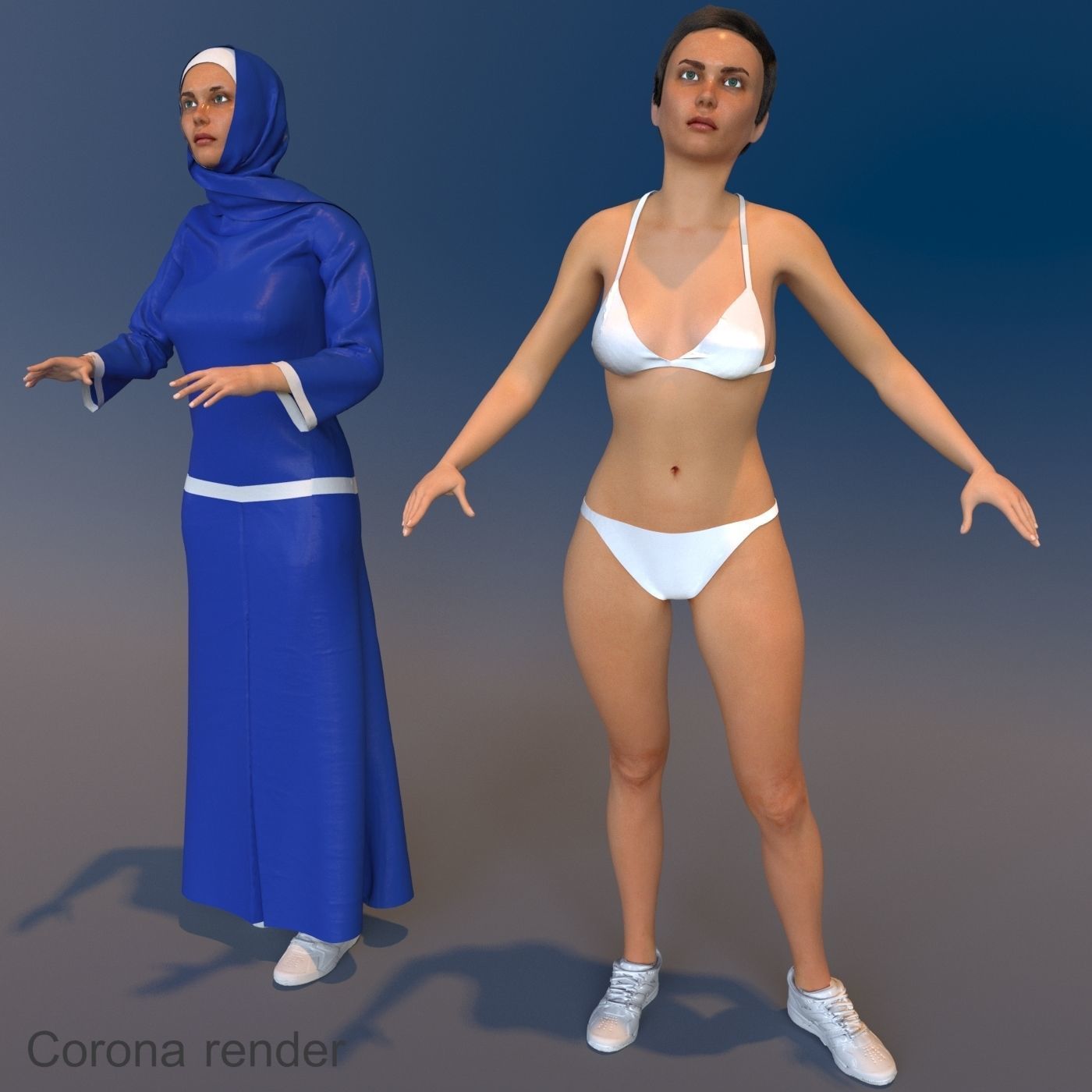 Arabic woman real cloth simulation loop animation 4 3D model_7