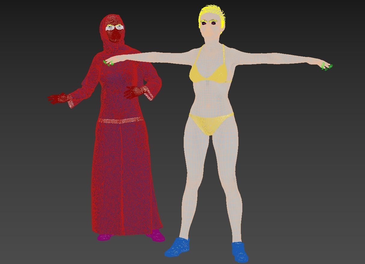 Arabic woman real cloth simulation loop animation 4 3D model_14