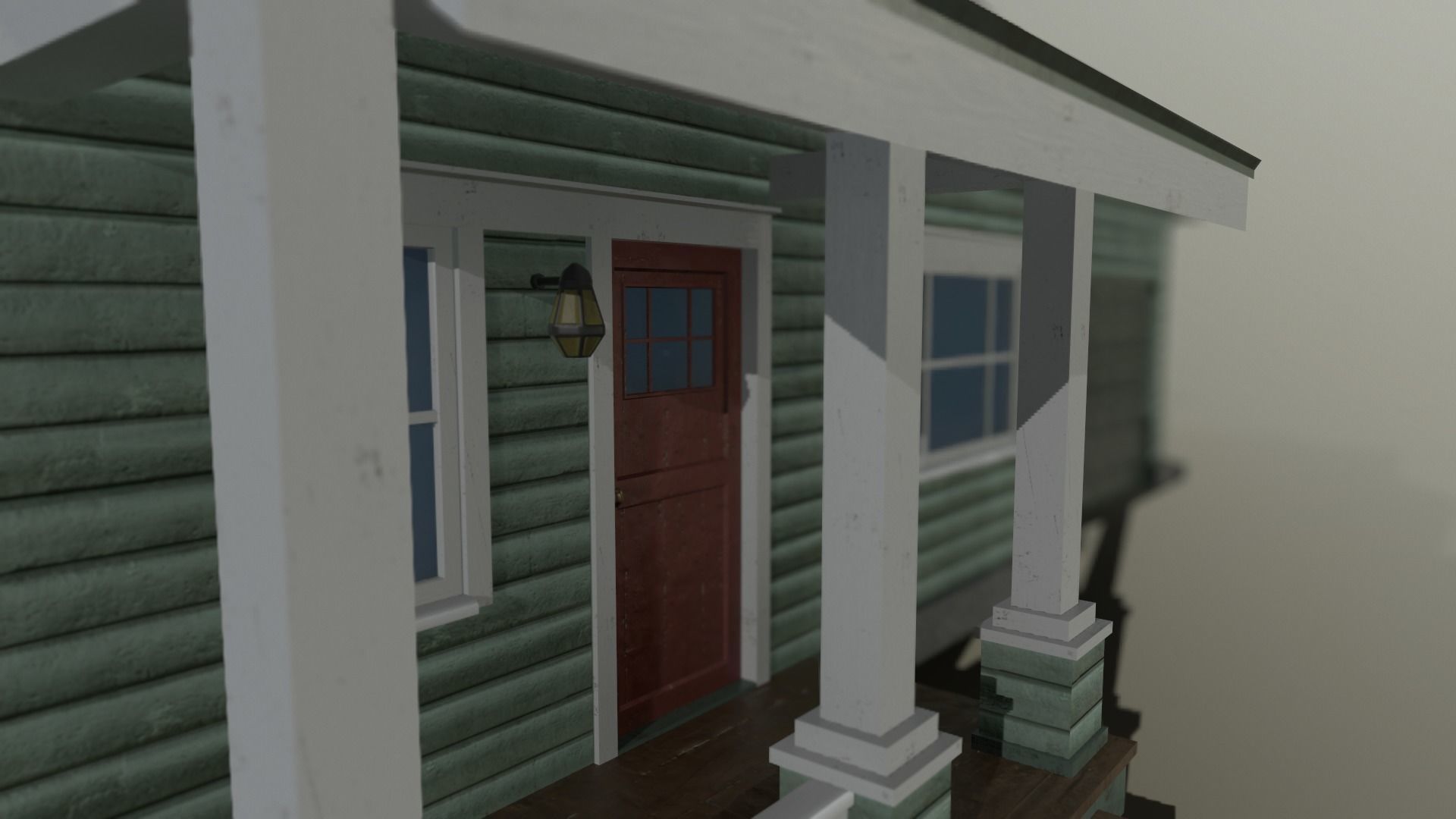 Suburban House Low-poly 3D model_2