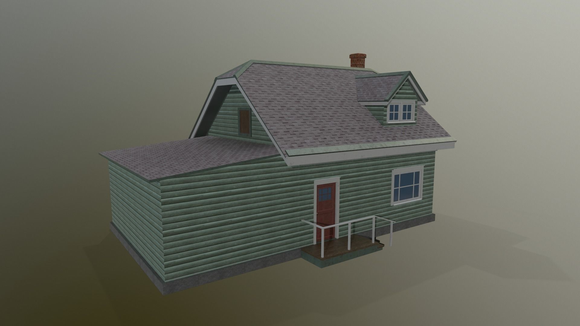 Suburban House Low-poly 3D model_5