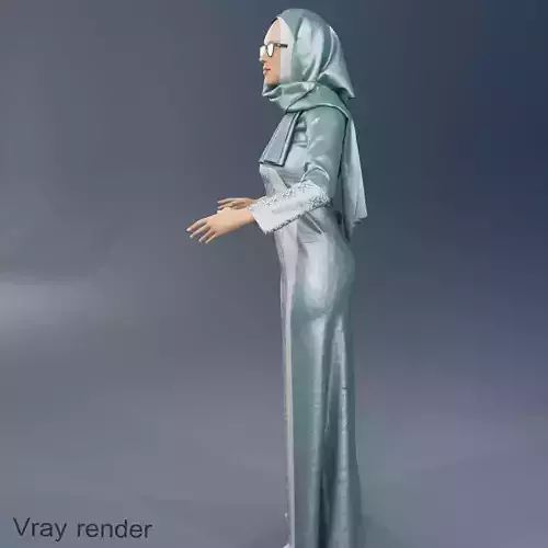 Arabic woman real cloth simulation loop animation 3 3D model