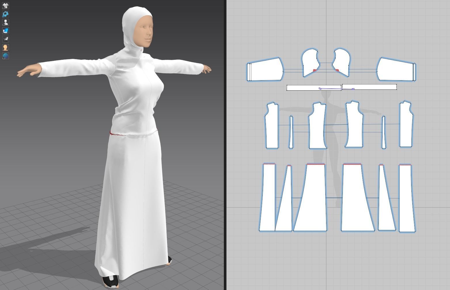 Arabic woman real cloth simulation loop animation 2 3D model_10