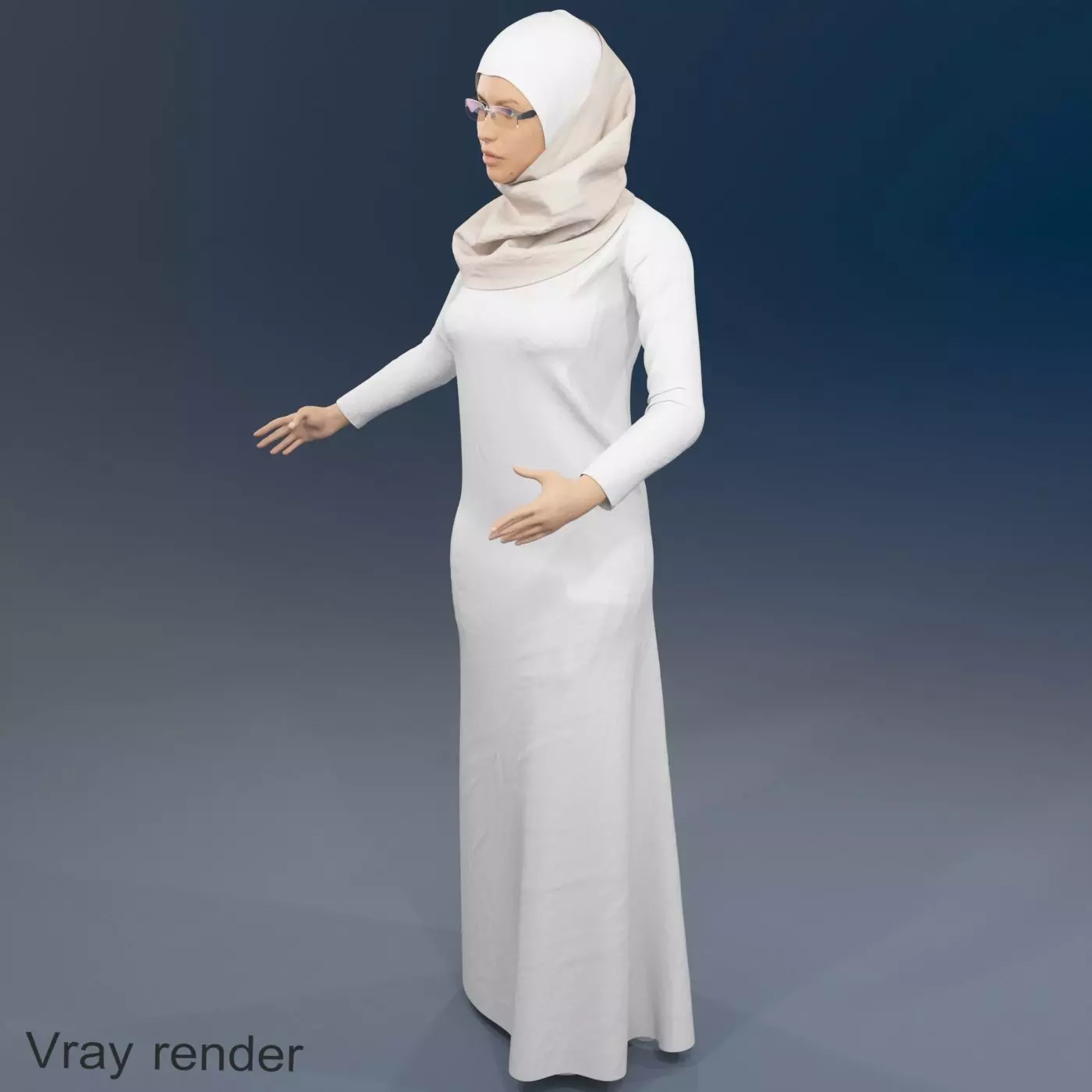 Arabic woman real cloth simulation loop animation 1 3D model