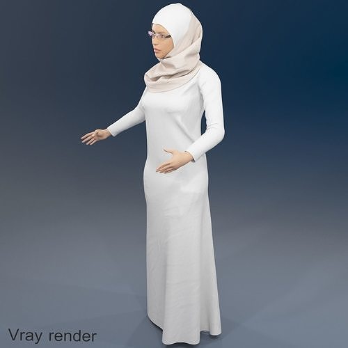 Arabic woman real cloth simulation loop animation 1 3D model